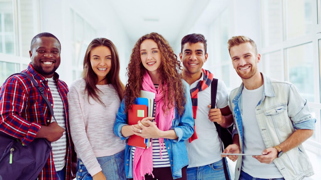 A group of college students standing together
